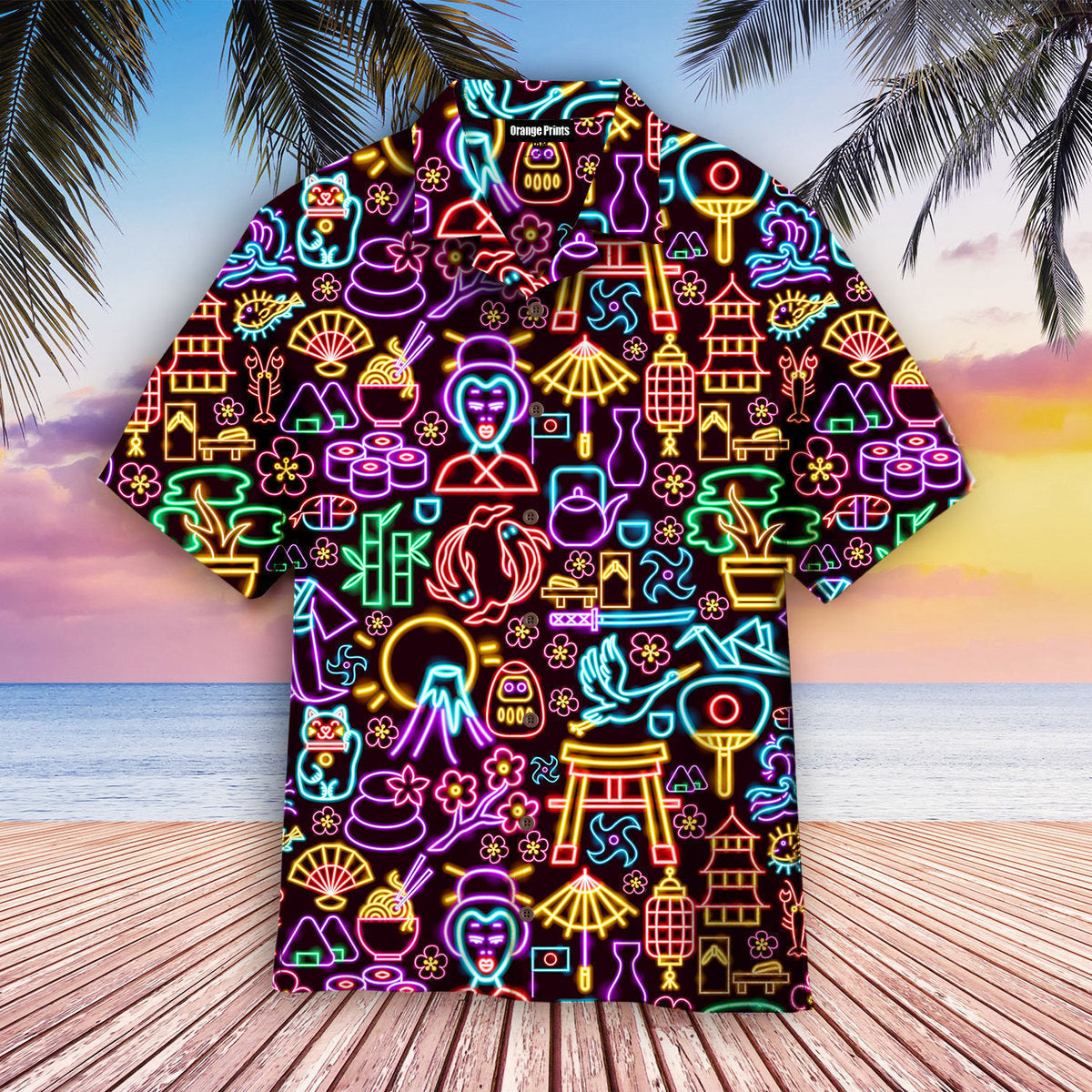 Neon Japanese Aloha Hawaii Shirts For Men Women Ha56277