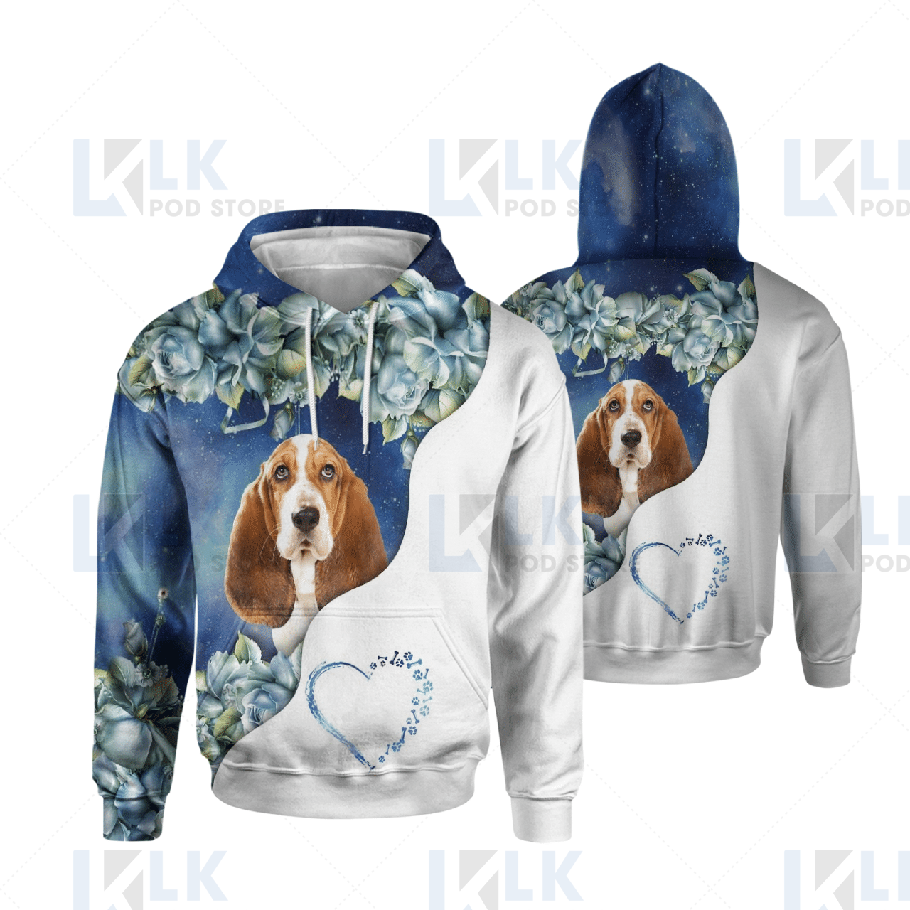 basset hound – HOODIE Half Curse Flower [ID3-D]
