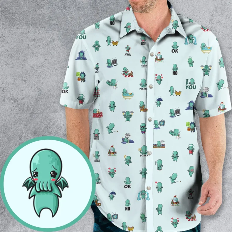 Kawai Cthulhu Pattern Hawaiian Shirt