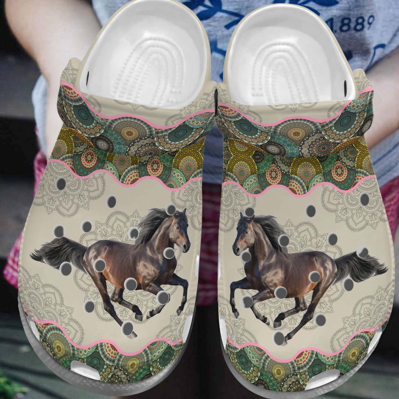 Horse Personalized Clog, Custom Name, Text, Color, Number Fashion Style For Women, Men, Kid, Print 3D Hippie Horses