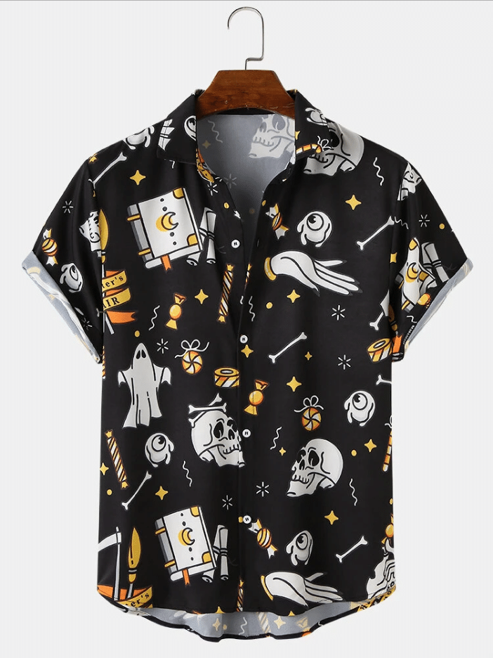 Halloween Skull Cartoon Funny Shirts  – Halloween Short-Sleeve Shirt