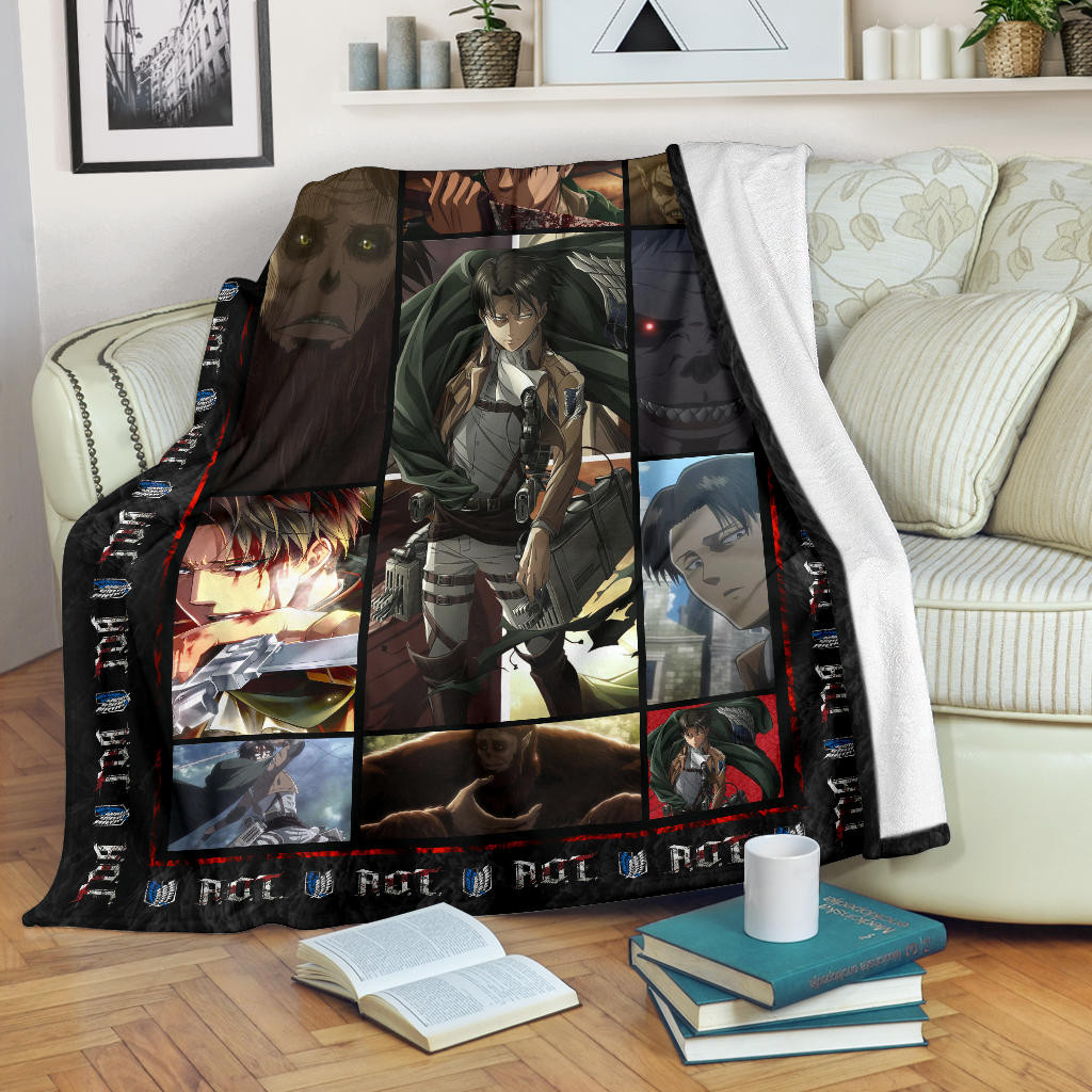 Beast Titan Vs Levi Attack On Titan Fleece Blanket Anime Home Decor Custom For Fans Na032803