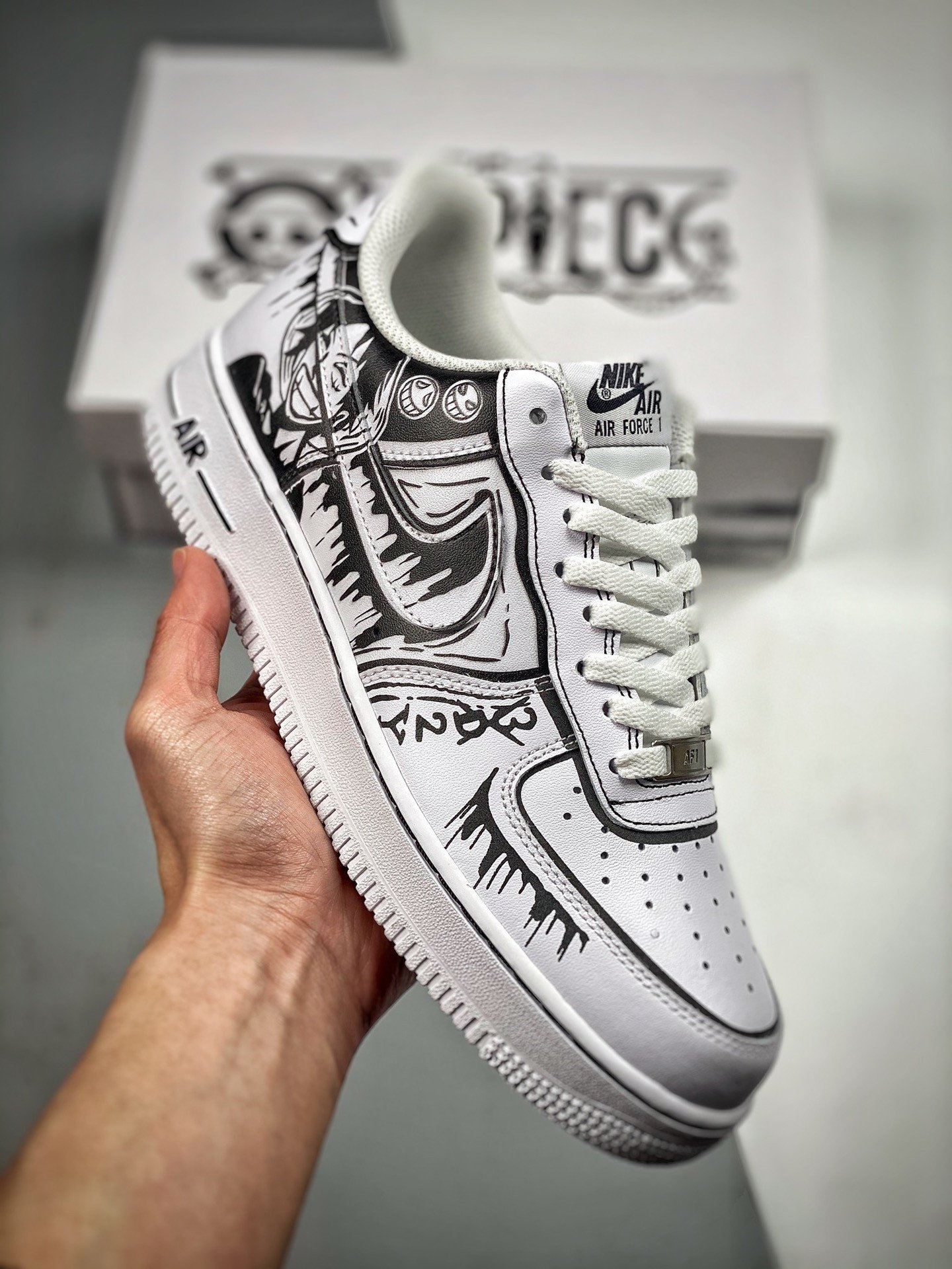 Custom Nike Air Force 1 Low One Piece White Black 5341023