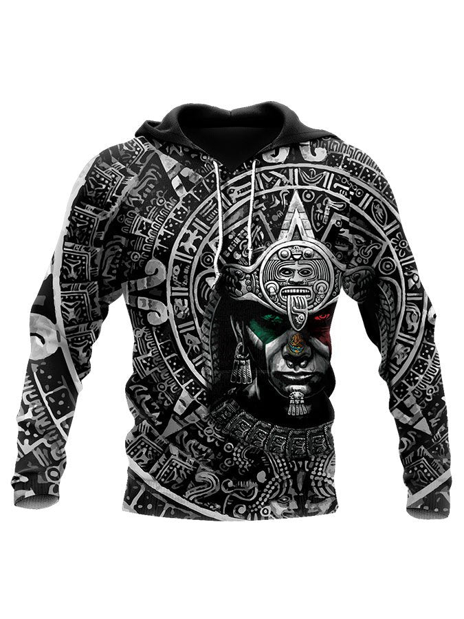 3D All Over Aztec Warrior Mexican Hoodie Casual Sweatshirt