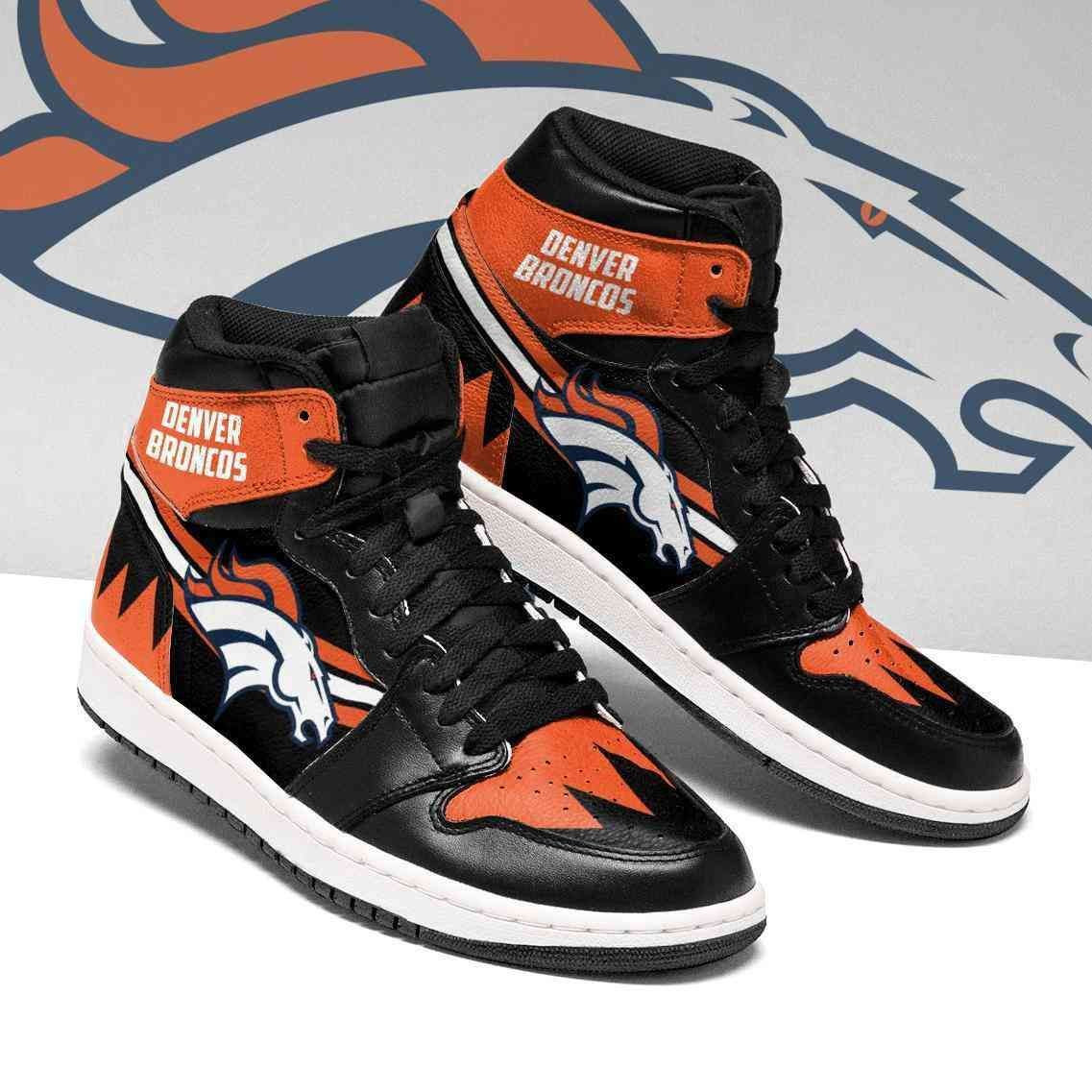 Denver Broncos Football Design Air Jordan 1 Mid Printing Shoes Sneaker