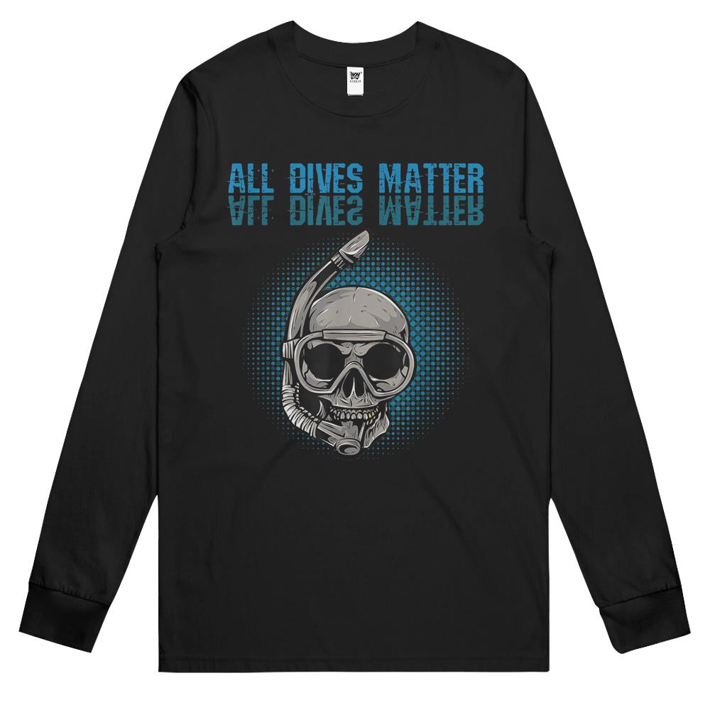 All Dives Matter A Funny Scuba Diver Skull Retro Vintage Long Sleeve T Shirts