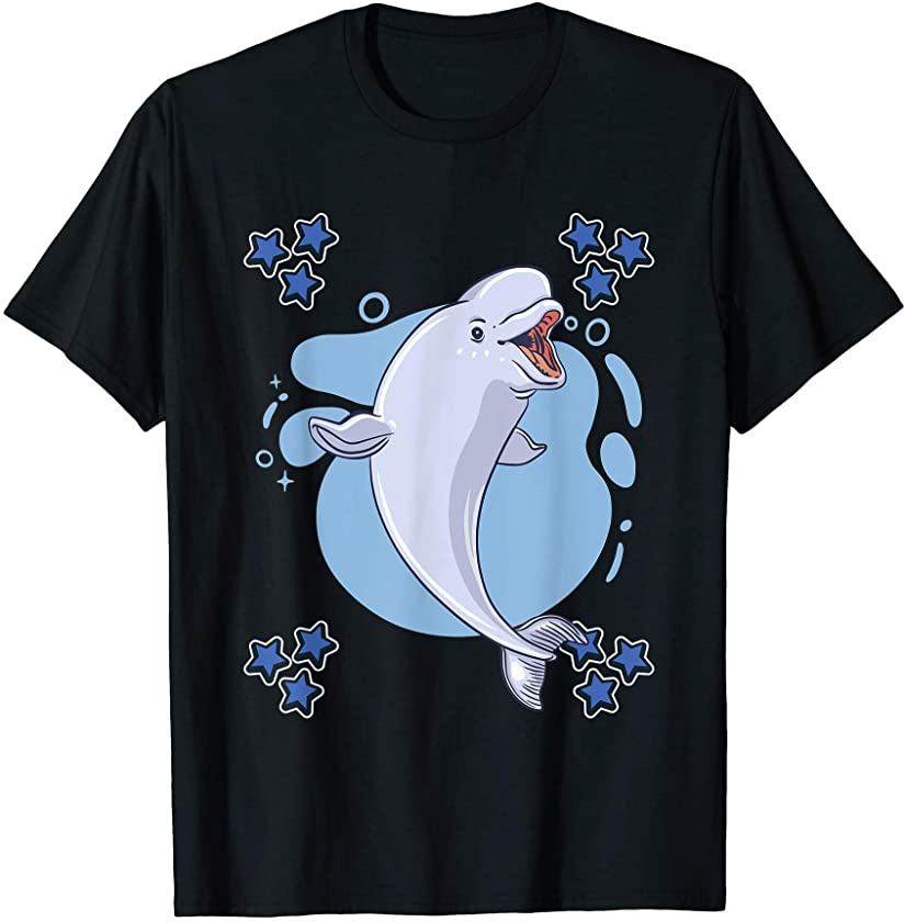 Mens Beluga Whale Art Drawing Stars Boys Beluga Whale T-Shirt