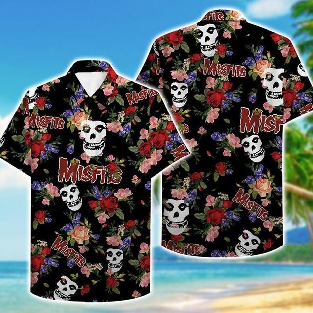 Misfits Hawaii Graphic Print Short Sleeve Hawaii Casual Shirt Ha12155