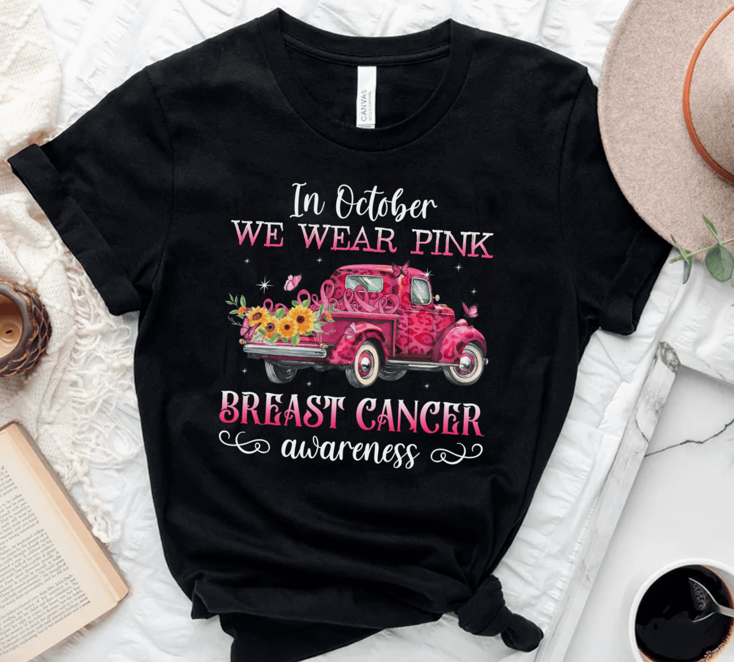 Breast Cancer Awareness T-Shirt For Girl Women Leopard Truck Pink Ribbon Shirt For Cancer Support Inspirational Gifts