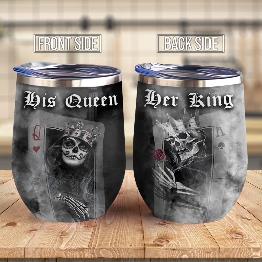 Skull Couple His Queen Her King Ablz0207007Z Wine Tumbler