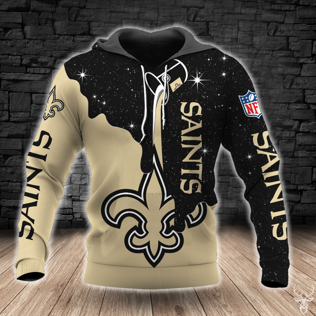 New Orleans Football 3D Hoodie, New Orleans Galaxy Paint Hoodie, American Football Hoodie, New Orleans Logo Hoodie, Zip Hoodie Fashion24Hs