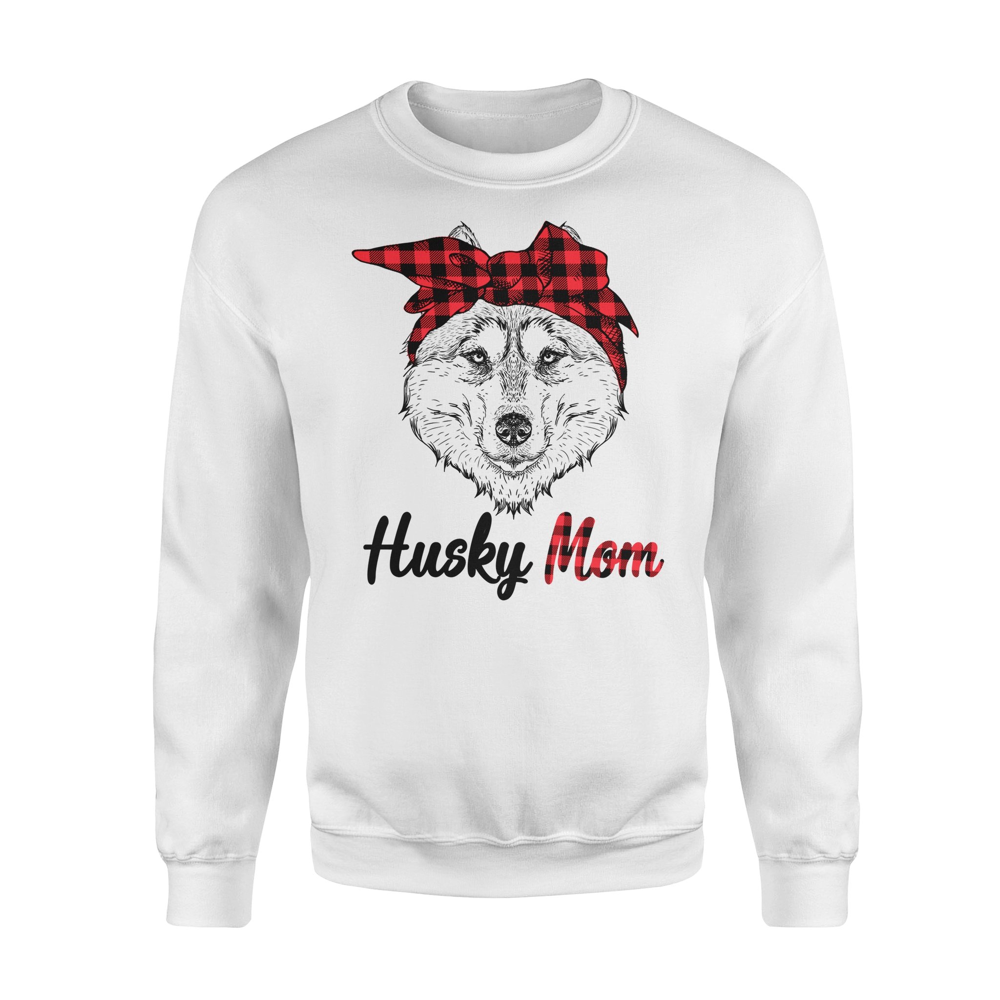 Dog gift idea Funny Husky Costume Plaid Bandana Huskie Puppy T-Shirt – Standard Fleece Sweatshirt