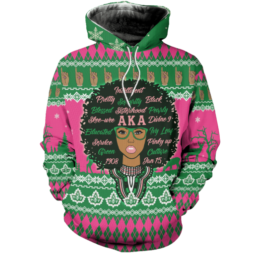 Alpha Kappa Alpha Aka Girl Aka Pearls Symbol Ugly Christmas Hoodie Sweatshirt