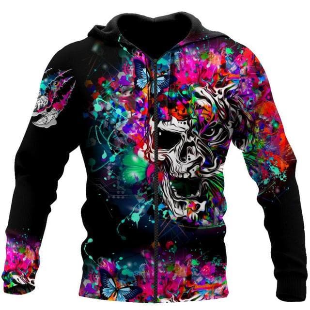 Love Skull Animal Full Color 3D Full Print Hoodie Men Women Harajuku Zipper Pullover Sweatshirt Unisex