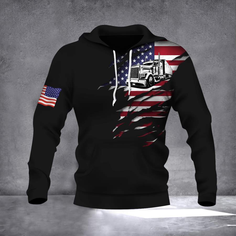 Truck American Flag 3D Hoodie Pride Truck Driver Classic Hoodie Best Gifts For Truck Drivers