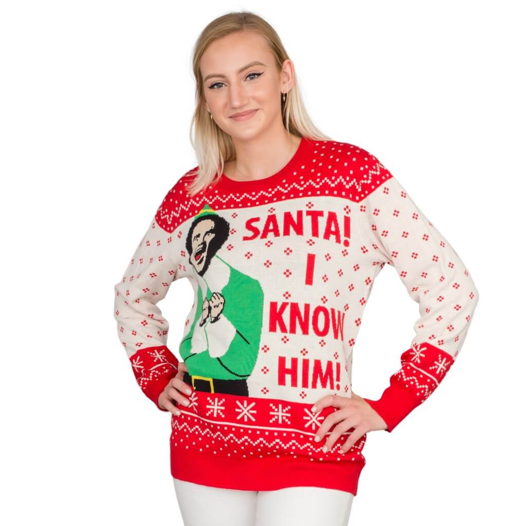 Women’S Elf Buddy Santa I Know Him Ugly Christmas Sweater