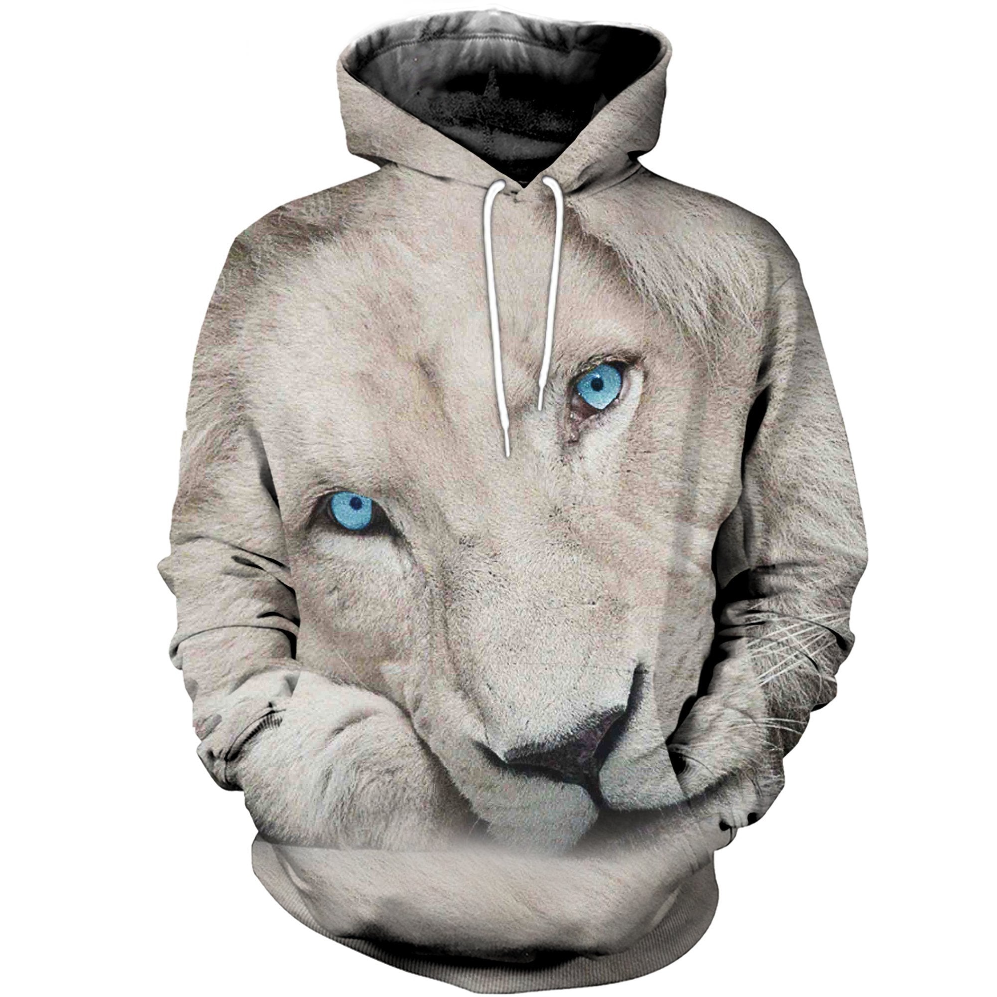 3D All Over Printed White Lion T-Shirt Hoodie Satk060406