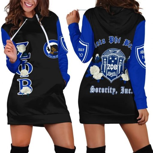 Zeta Phi Beta Sorority Inc 1920 White Rose Hoodie Dress