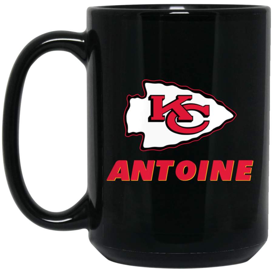 Custom Personalized Kansas City Chiefs Logo Black-Red ANTOINE BM15OZ 15 oz. Black Mug