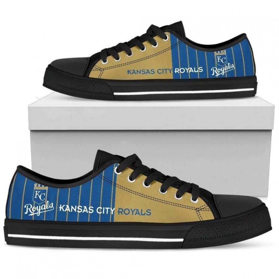 Cool Simple Design Vertical Stripes Kansas City Royals Low Top Shoes #544