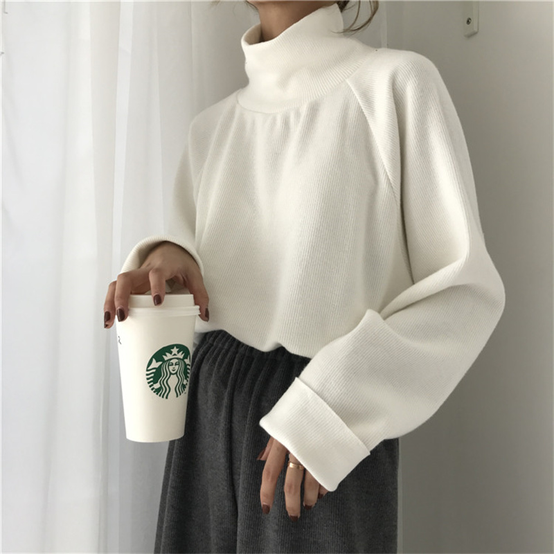 Winter Turtleneck Sweater Women Loose Leisure Свитер Женский Korean Style Solid Retro Slouchy Basic Daily Elegant Young Chic New alx