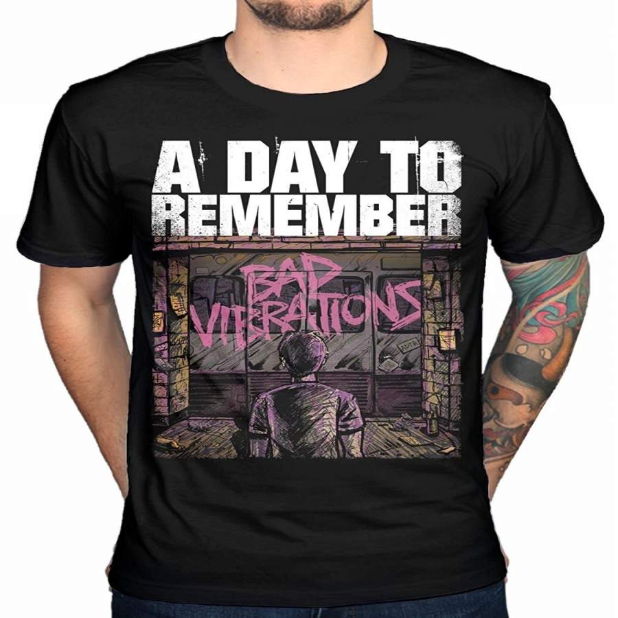 YPS A Day To Remember Bad Vibrations Men’s T-shirt Black Fashion Unisex T Shirt Short Sleeve T-shirt Men’s Funny Black T-Shirt