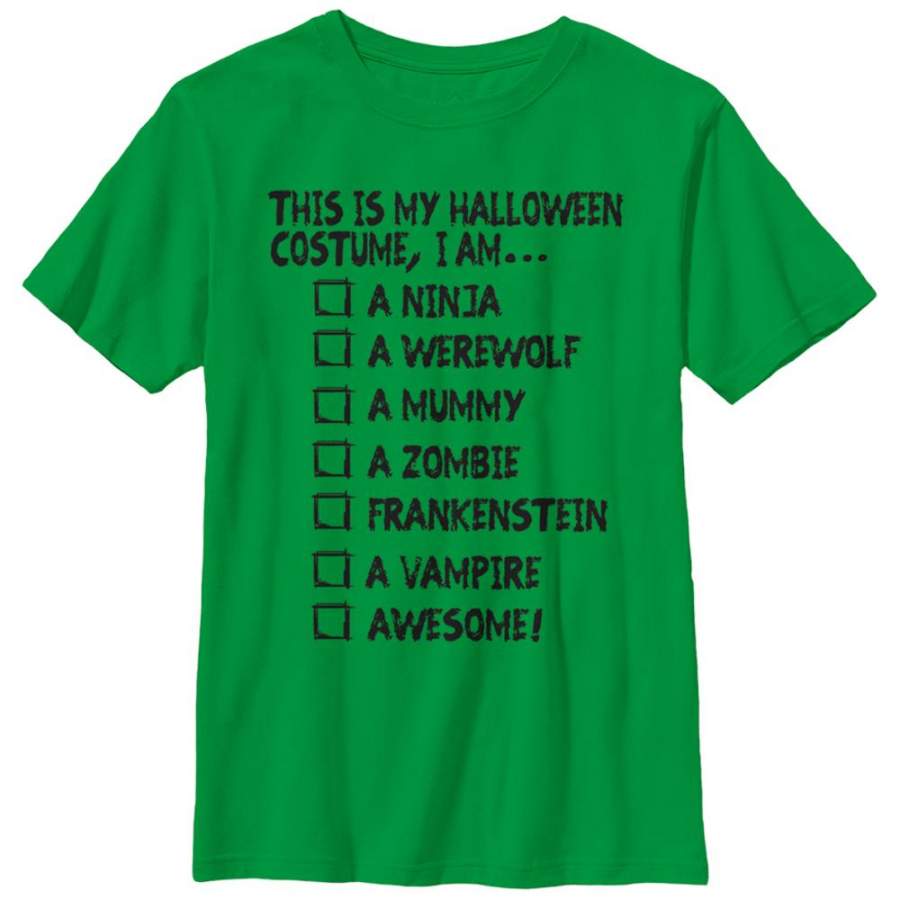 Lost Gods Boy’s This Is My Halloween Costume  T Shirt Kelly Green S