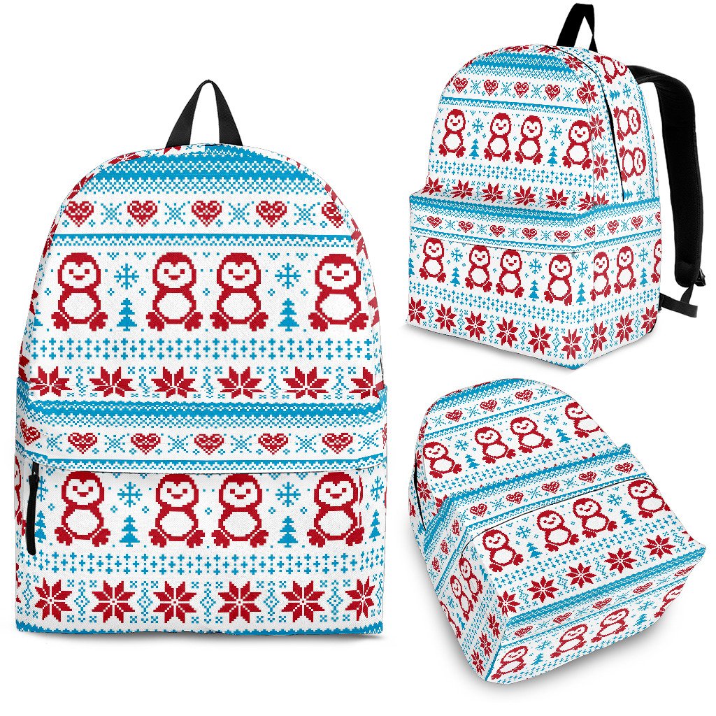 Penguin Sweater Printed Pattern Backpack