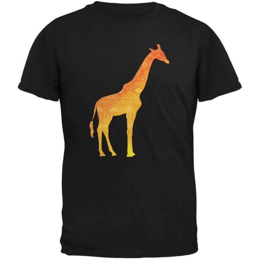 African Spirit Animal Giraffe Black Adult T-Shirt