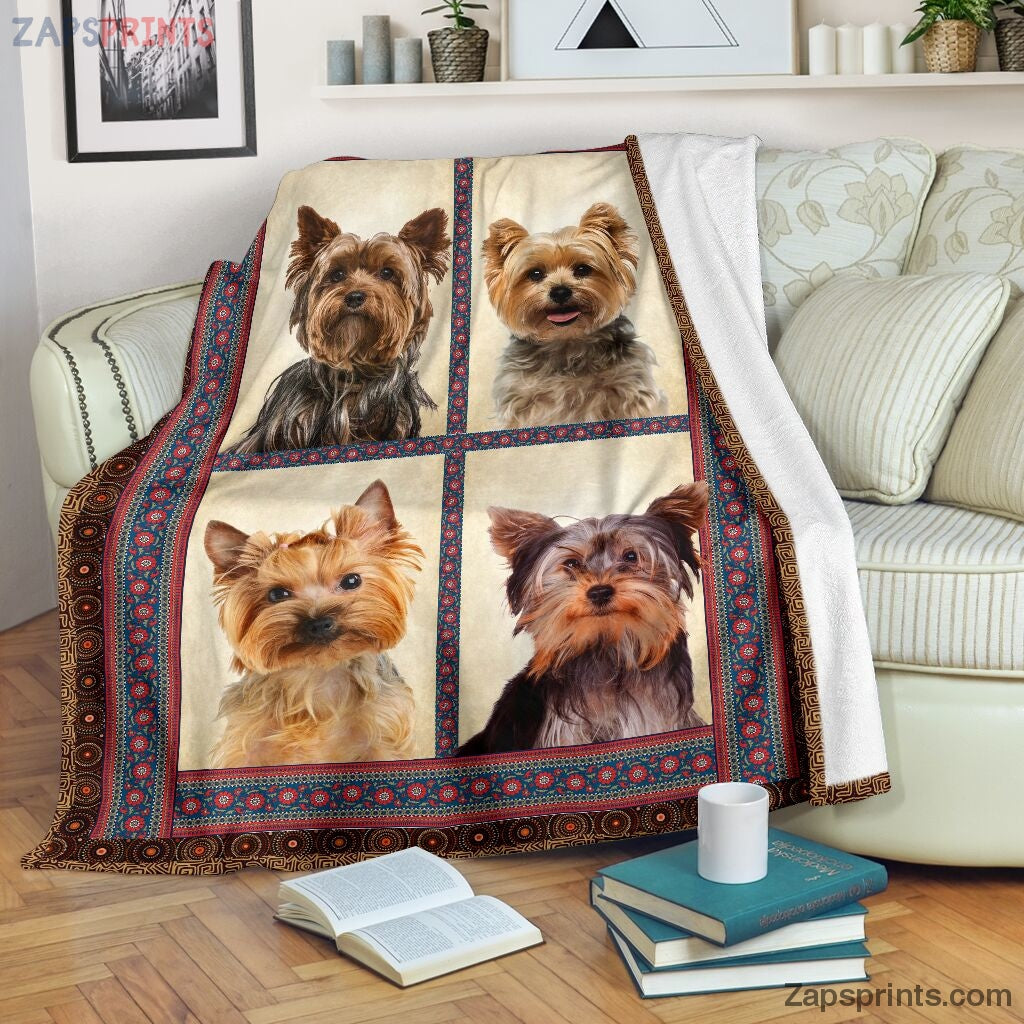 Four Happy Face Yorkshire Terrier Blanket – Cool Gift Ideas