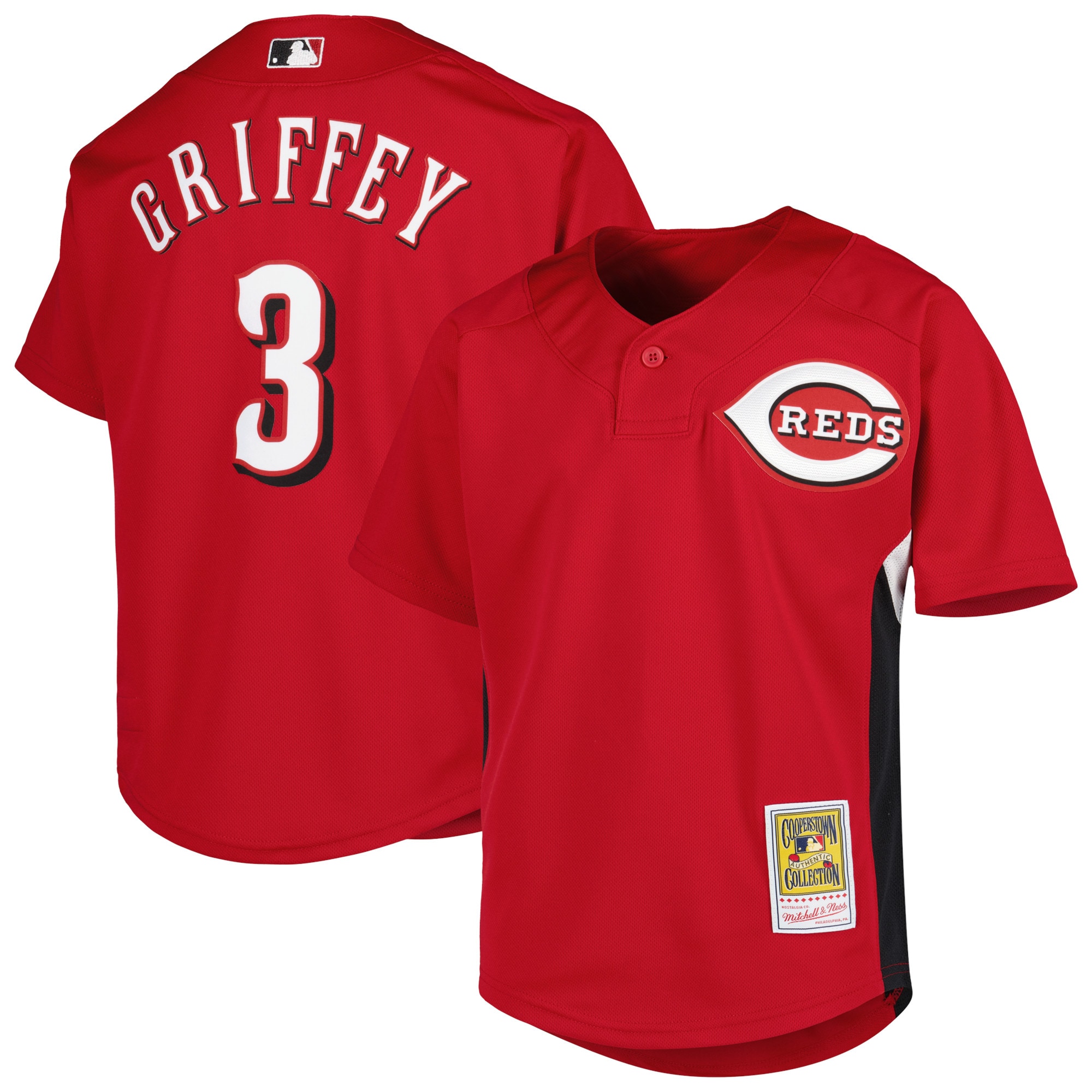 Youth Cincinnati Reds Ken Griffey Jr. Mitchell & Ness Red Cooperstown Collection Batting Practice Jersey