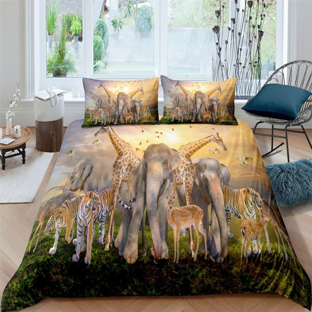 Savanna Animals 3 Pcs Quilted Comforter Set