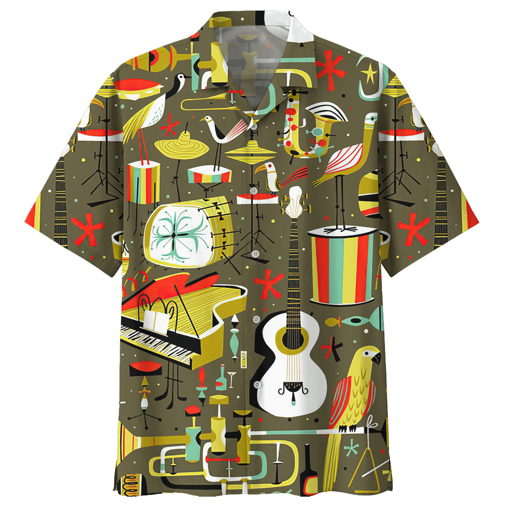 Drums Hawaiian Unisex Print Aloha Short Sleeve Casual Shirt Ha83707