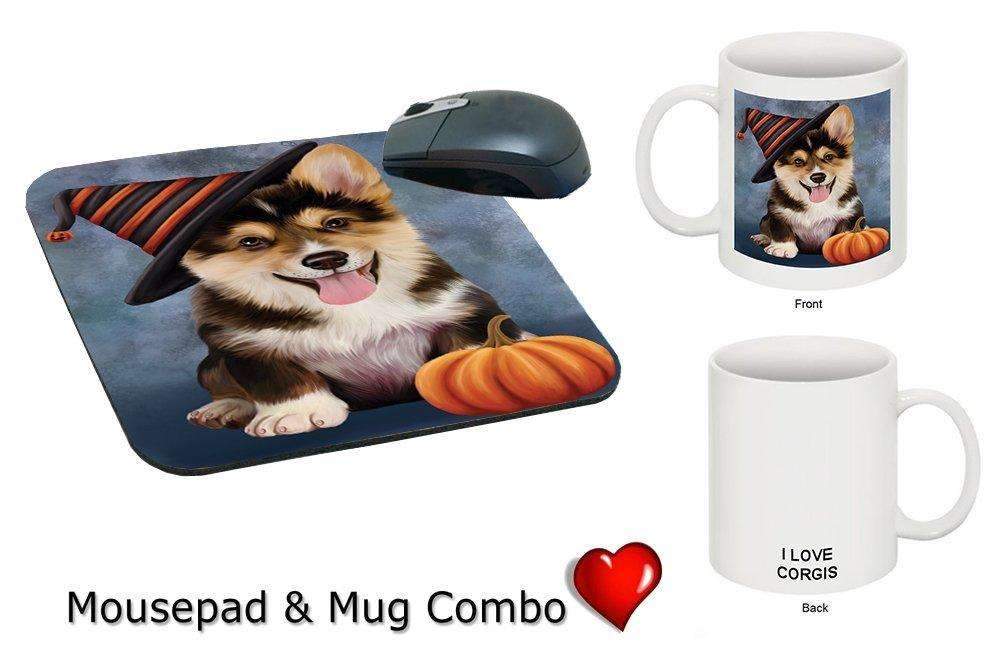 Christmas Happy Holidays Corgi Puppy Wearing Witch Hat Mug & Mousepad Combo Gift Set Mmcg0616