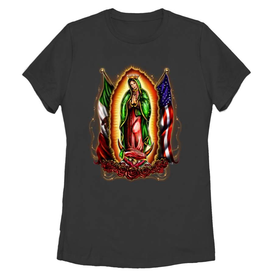 Aztlan Women’s Our Lady of Guadalupe  T Shirt Black S