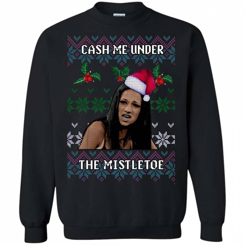 Cash Me Under The Mistletoe Ugly Christmas Sweater