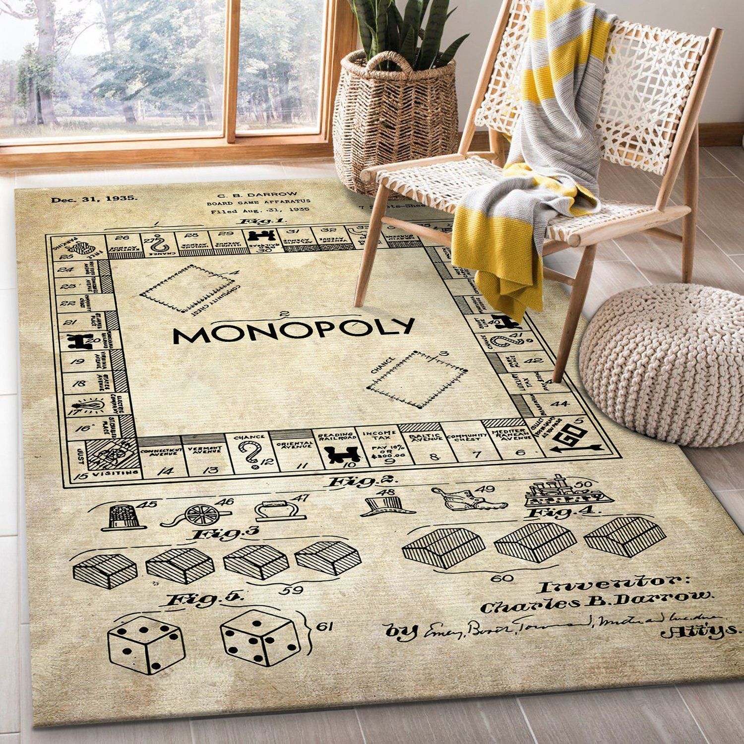 Monopoly Board Games Area Rug Home Decor Bedroom Living Room Decor Living Room Rugs Floor Decor