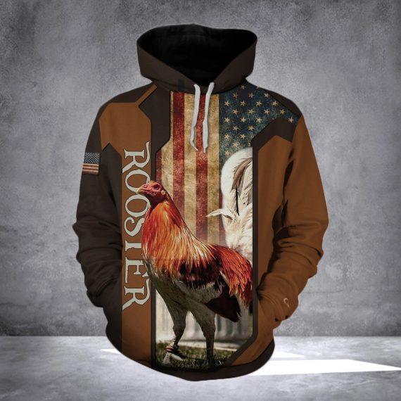 Animal Gifts Rooster Gifts Rooster Flag Brown Us Unisex Size Hoodie