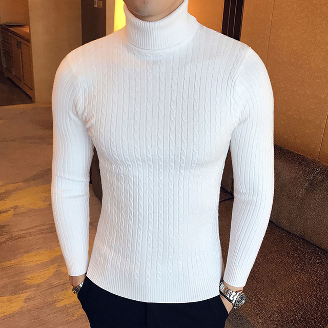 Brand Men Turtleneck Sweaters and Pullovers 2022 New Fashion Knitted Sweater Winter Men Pullover Homme Wool Casual Solid Clothes alx