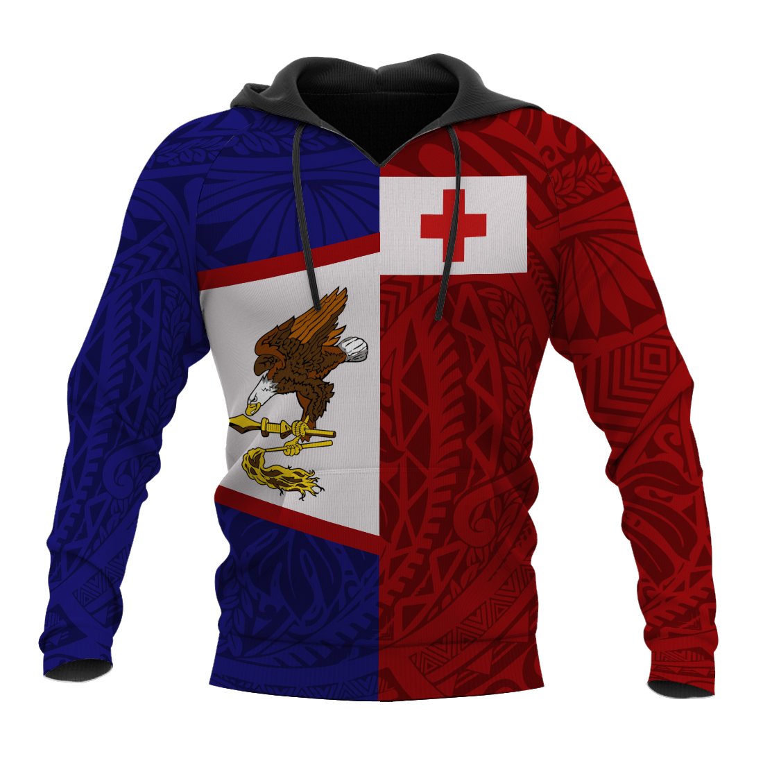 American Samoa And Tonga Hoodie Polynesian Pattern All Over Print