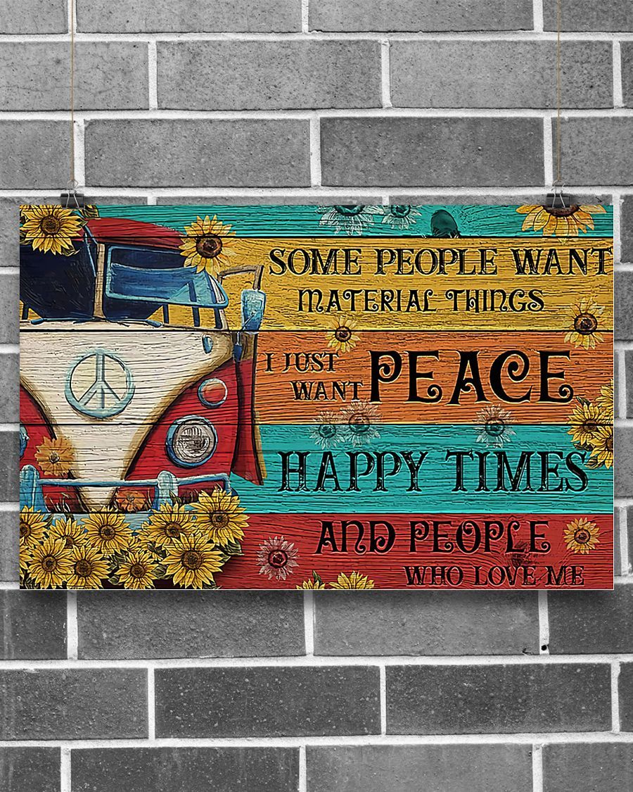 Hippie – I Just Want Peace And Happy Times Horizontal Canvas And Poster | Wall Decor Visual Art