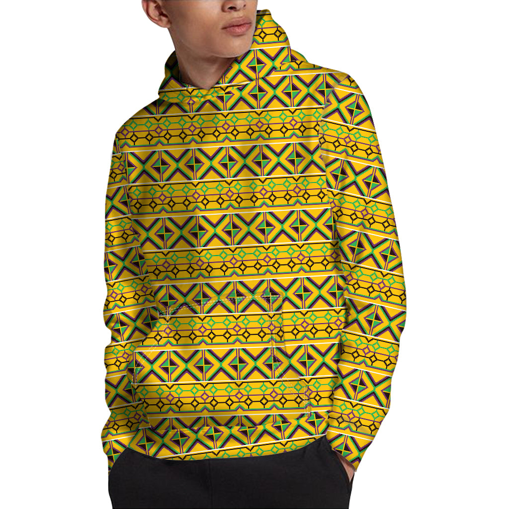 Asante Kente Pattern Print Pullover Hoodie