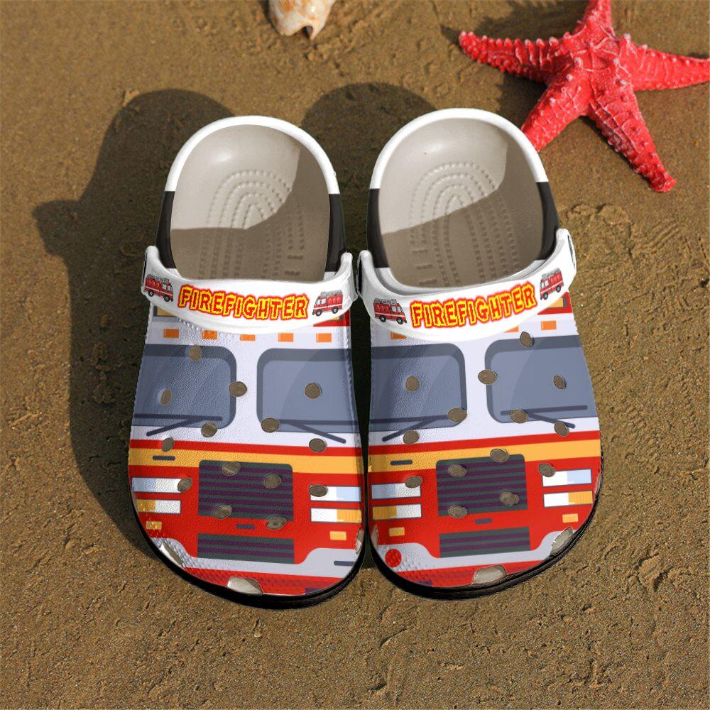 Firefighter Personalized Clog, Custom Name, Text, Color, Number Fashion Style For Women, Men, Kid, Print 3D Firefighter Car