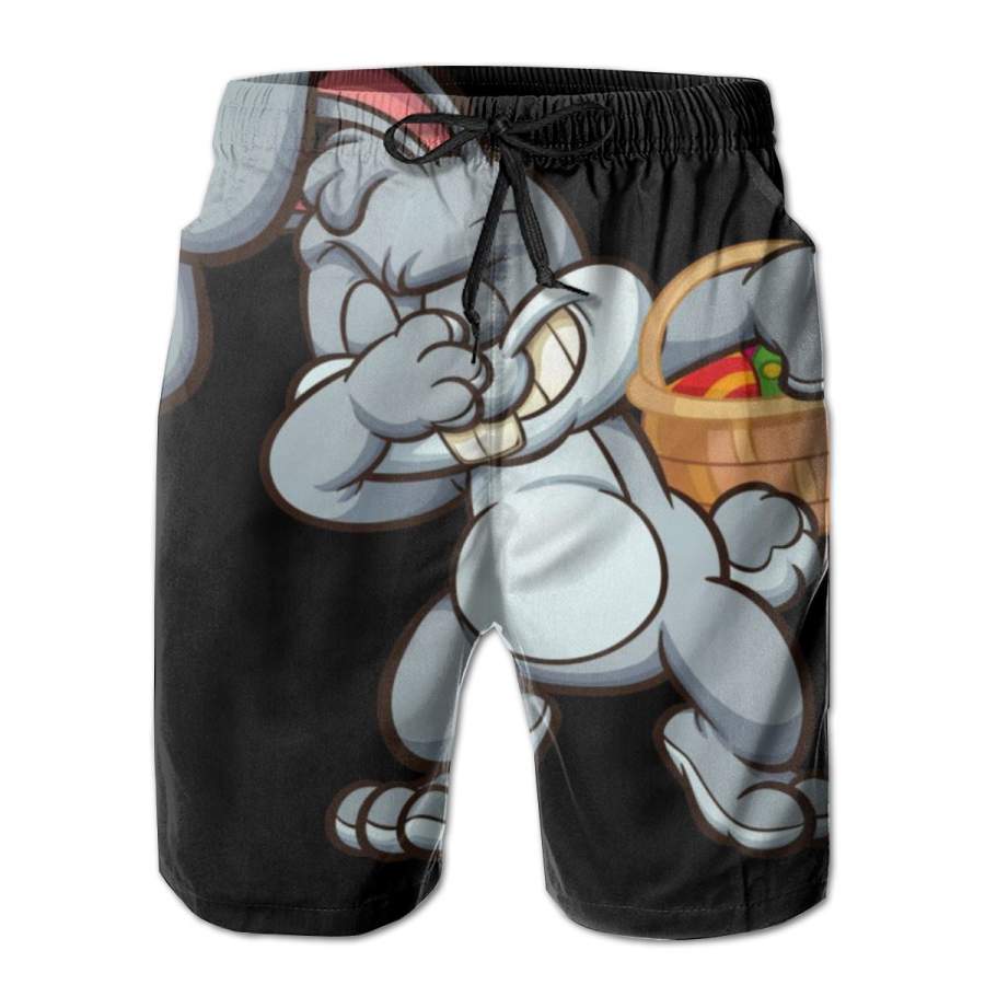 2 Pack Dabbing Bunny Poster Men Swim Trunks Drawstring Elastic Waist Quick Dry Beach Shorts with Mesh Lining Swimwear Bathing Suits