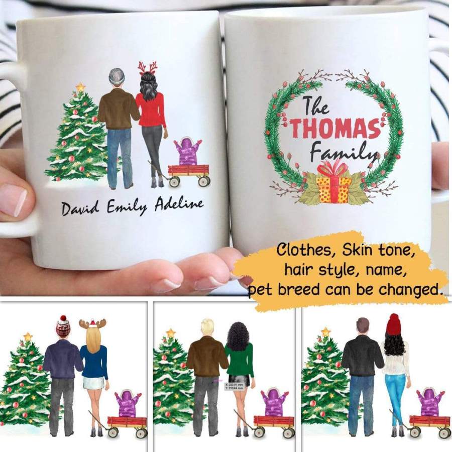 Personalized Mug – Xmas – Family – Standing Next To Xmas Tree