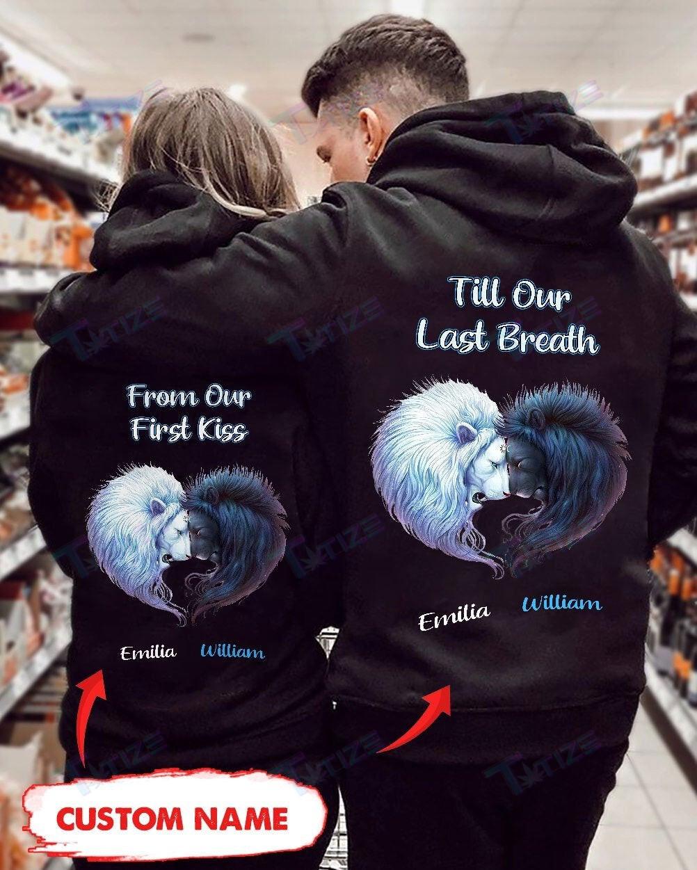 Couple Shirts – Personalized Till Our Last Breath Lion Matching Couple, Valentine 2022 Gift Graphic Unisex T Shirt, Sweatshirt, Hoodie Size S – 5Xl