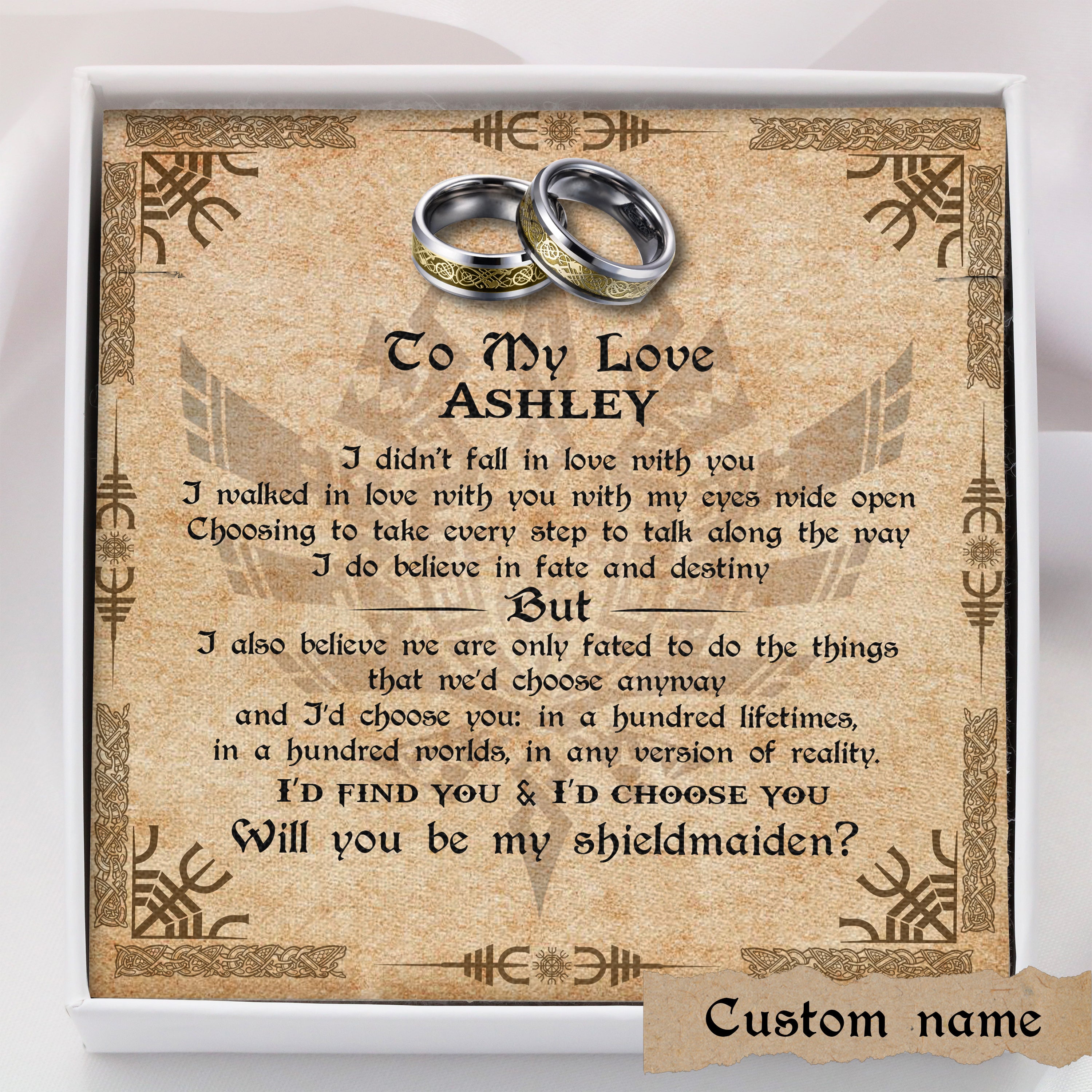 To My Viking Shieldmaiden Ring Gift – Custom Ring – Message Card – TQR0012