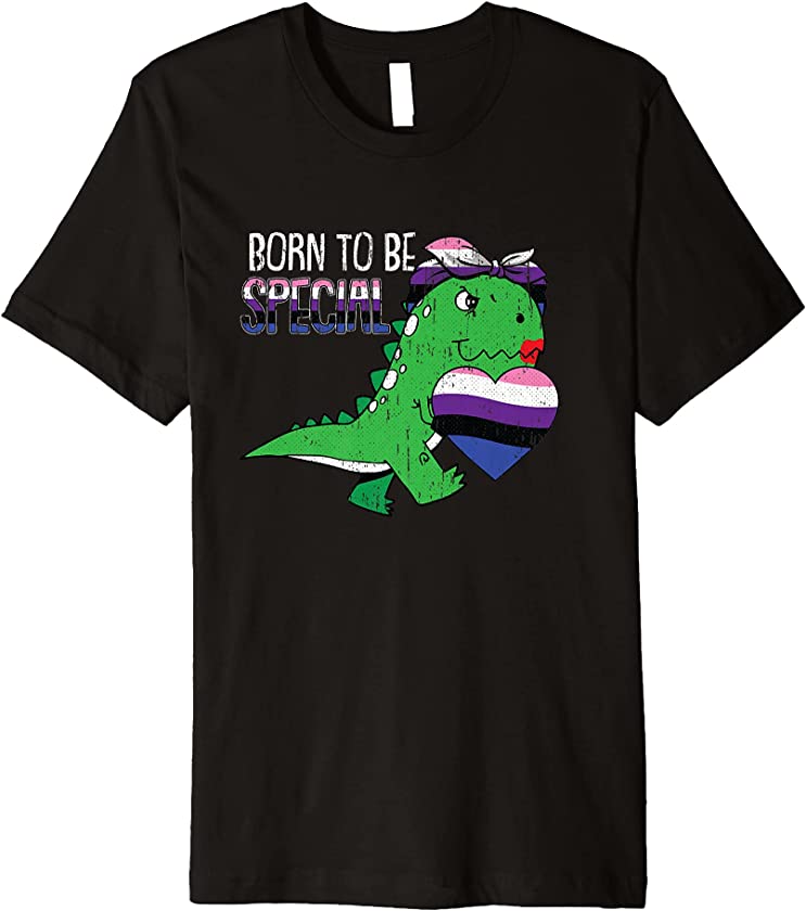 Born To Be Special Gender-fluid Pride T-Rex Dino LGBT-Q Ally Premium T-Shirt