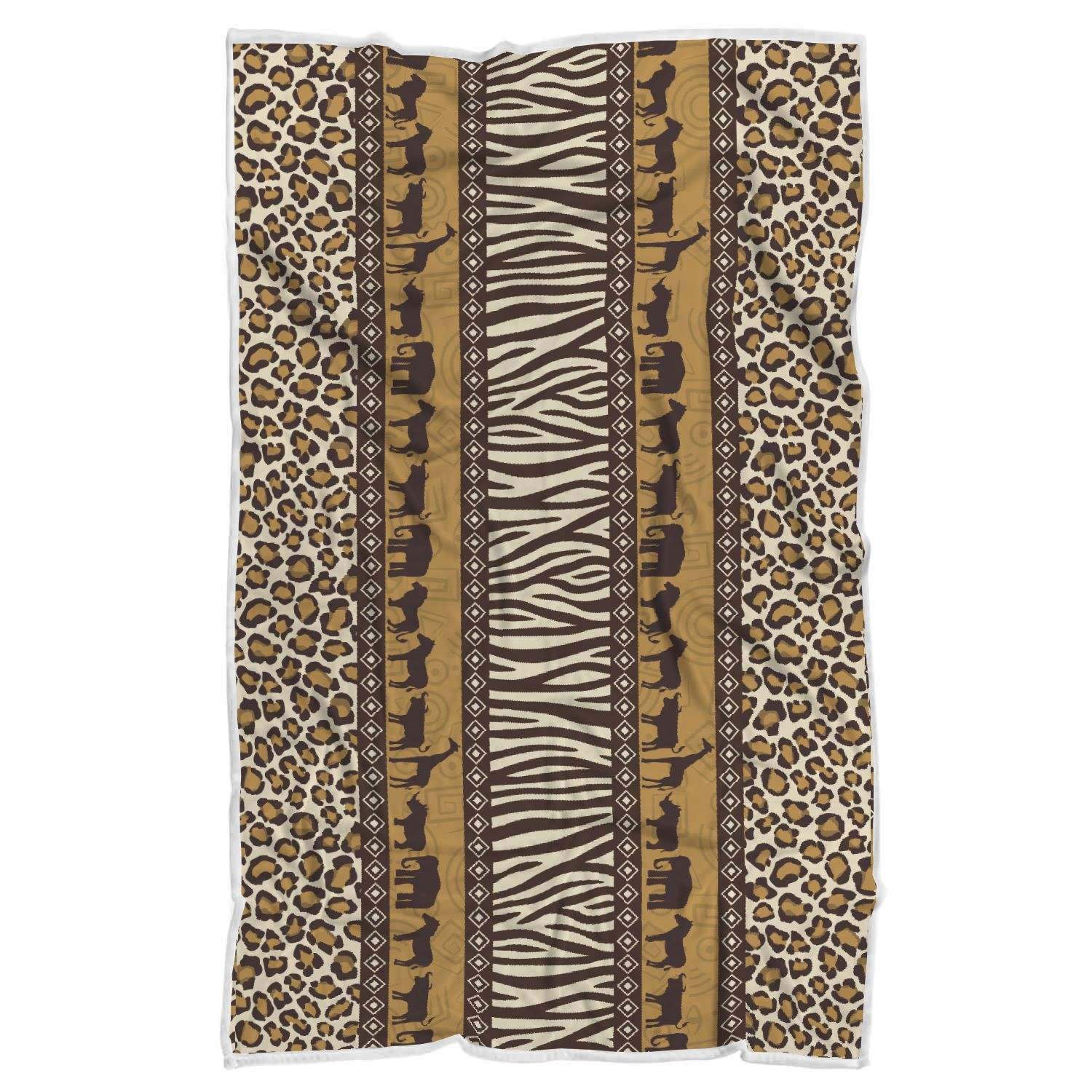 Zebra Leopard Skin Safari Sherpa Fleece Blanket