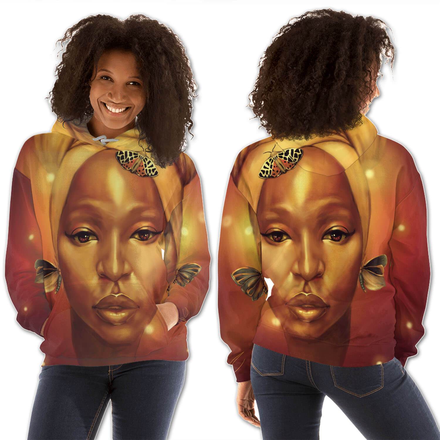 African American Hoodies Pretty African American Woman All Over Print Womens Hooded Sweatshirt African American Clothing BPS69052